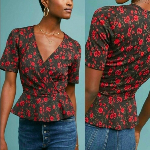 Anthropologie Meadow Rue Heartland Floral Peplum Top - Picture 3 of 6